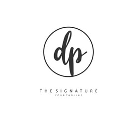 DP Initial letter handwriting and signature logo. A concept handwriting initial logo with template element.