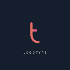 Minimalist letter t with dots, awesome monogram. Lowercase letter for modern and creative logo concept. Initials template on dark background. Vector design.