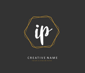 IP Initial letter handwriting and signature logo. A concept handwriting initial logo with template element.