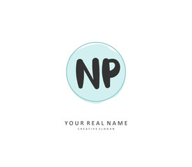 NP Initial letter handwriting and signature logo. A concept handwriting initial logo with template element.