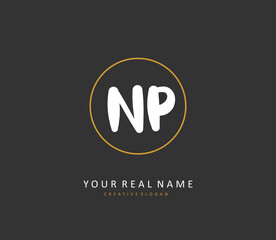 NP Initial letter handwriting and signature logo. A concept handwriting initial logo with template element.