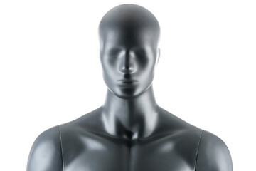Male gray athletic mannequin doll or store display dummy isolated.