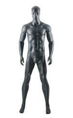 Fototapeta na wymiar Male gray athletic mannequin doll or store display dummy isolated.