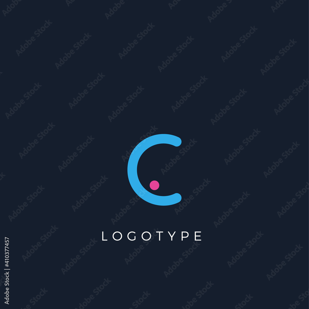 Poster minimalist letter c with dots, awesome monogram. lowercase letter for modern and creative logo conce