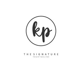 KP Initial letter handwriting and signature logo. A concept handwriting initial logo with template element.