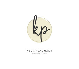KP Initial letter handwriting and signature logo. A concept handwriting initial logo with template element.