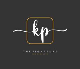 KP Initial letter handwriting and signature logo. A concept handwriting initial logo with template element.