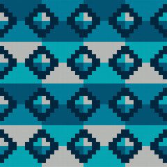 Geometric shapes from points. Mexican plaid. Seamless pattern. Design with manual hatching. Textile. Ethnic boho ornament. Vector illustration for web design or print.