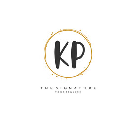 KP Initial letter handwriting and signature logo. A concept handwriting initial logo with template element.