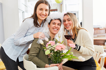 Girlfriends celebrate hen party with bride