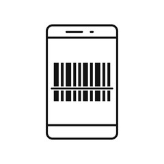 Scan barcode with smartphone. Flat design icon, illustration of mobile application scanning for code.
