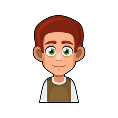 Cute Redhead Man Avatar Character. Cartoon Style Userpic Icon. Vector