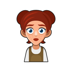 Cute Beautiful Redhead Girl Avatar. Young Woman Cartoon Style Userpic Icon