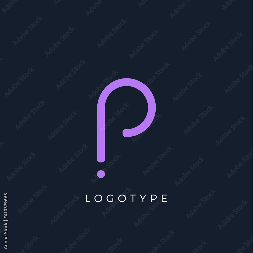 Poster minimalist letter p with dots, awesome monogram. lowercase letter for modern and creative logo conce