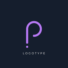 Minimalist letter p with dots, awesome monogram. Lowercase letter for modern and creative logo concept. Initials template on dark background. Vector design.
