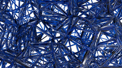 3d Crystal Glass Fractal Business Background Render in Ultramarine Blue