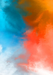 Abstract colorful watercolor on white background. Digital art painting.