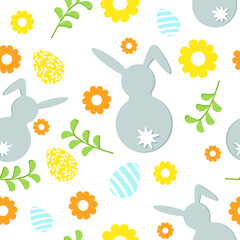 Colorful easter seamless pattern. Isolated on white background