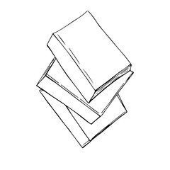 Stack of books, vector illustration, hand drawing sketch