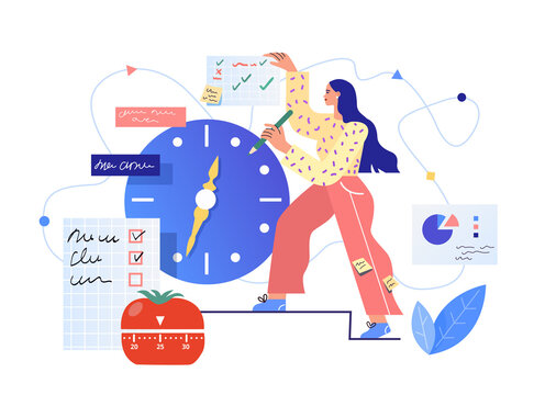Time planning vector illustration. Efficient and productive work concept