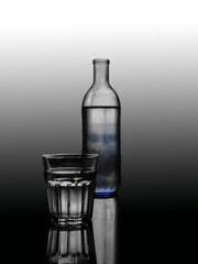 Crystal bottle and glass of water