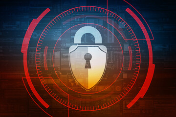 2d illustration Safety concept: Closed Padlock on digital background
