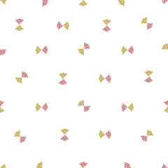 seamless valentine day pattern background with pink and gold glitter ribbon