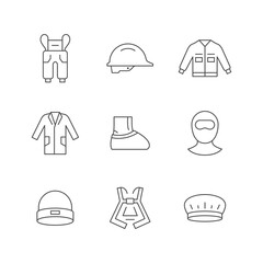 Set line icons of personal protective equipment