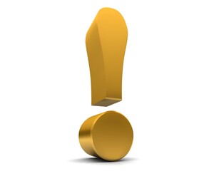 Exclamation point gold exclamation mark 3d rendering