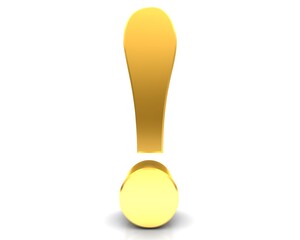 Exclamation mark golden exclamation point ! sign symbol icon 3d