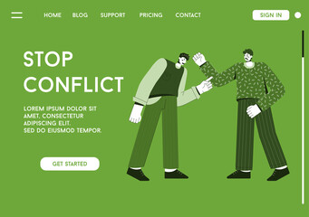 Vector landing page of Stop Conflict concept
