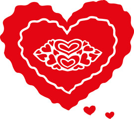 vector color print of lips oand heart n the white background