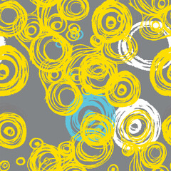 Seamless pattern of abstract circles by hand.Brush stroke in vector.