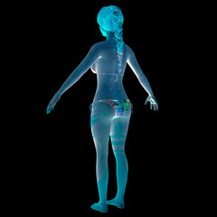 Obraz premium 3d rendered illustration of a body, girl, woman, lady, beauty, 3d model, model, character, schoolgirl, beauty,