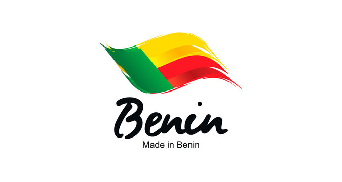 Made in Benin handwritten flag ribbon typography lettering logo label banner