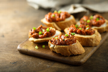 Bruschetta with roasted vegetables cream