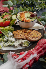 food on a dark background