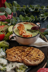 food on a dark background