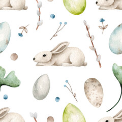 Watercolor seamless pattern for Easter holiday