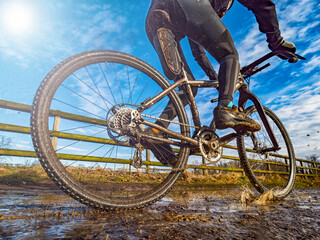 Mountai bike on a muddy trail