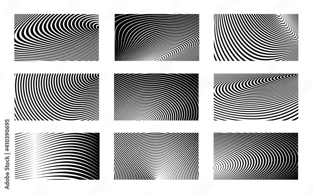 Aufkleber set of geometric black and white abstract hypnotic optical illusion backgrounds. stripped pattern ve