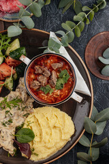 food on a dark background