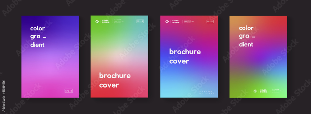 Aufkleber abstract colorful gradient backgrounds. trendy modern fluid posters collection a4 size blurred color