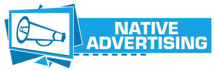 Native Advertising Blue Squares Triangles Text Horizontal 