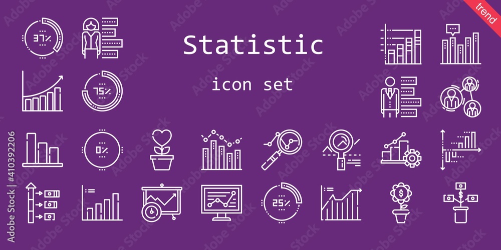 Poster statistic icon set. line icon style. statistic related icons such as analytics, line chart, percenta