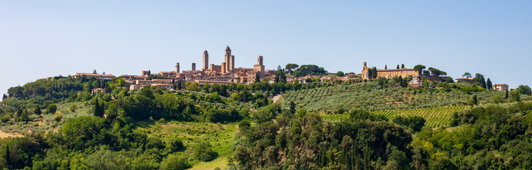 Fototapeta na wymiar panorama of San Gimignano, a small walled medieval hill town in the province of Siena, Tuscany. Known as the Town of Fine Towers, San Gimignano is famous for its medieval architecture.