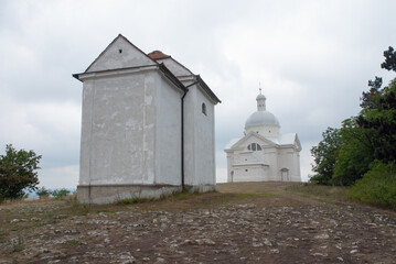 Svatý kopeček u Mikulova, hill church chappel near Mikulov wine town, Czechia