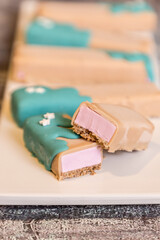 chocolate dipped ice cream bar filled