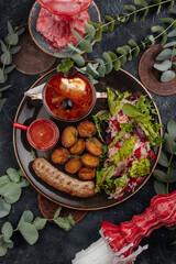 food on a dark background