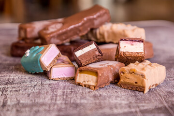 chocolate dipped ice cream bar filled